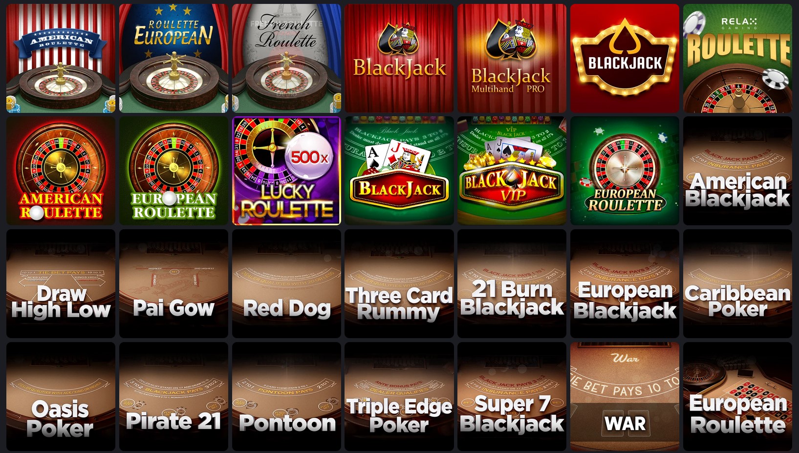 1Red Casino Table Games