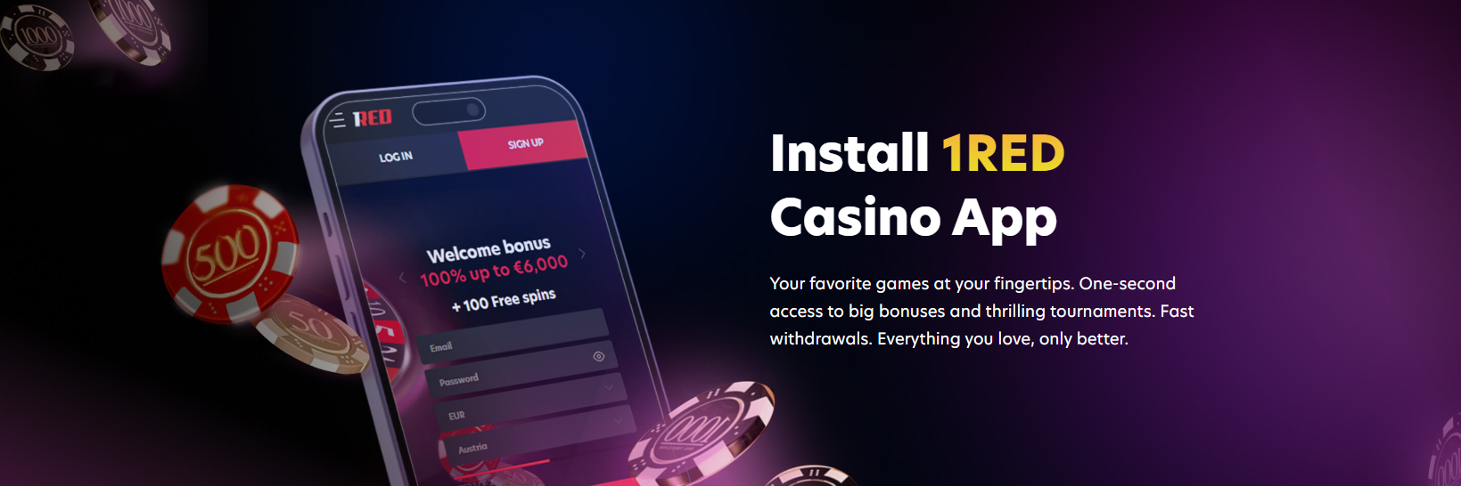 1Red Casino Mobile Gaming and Apps